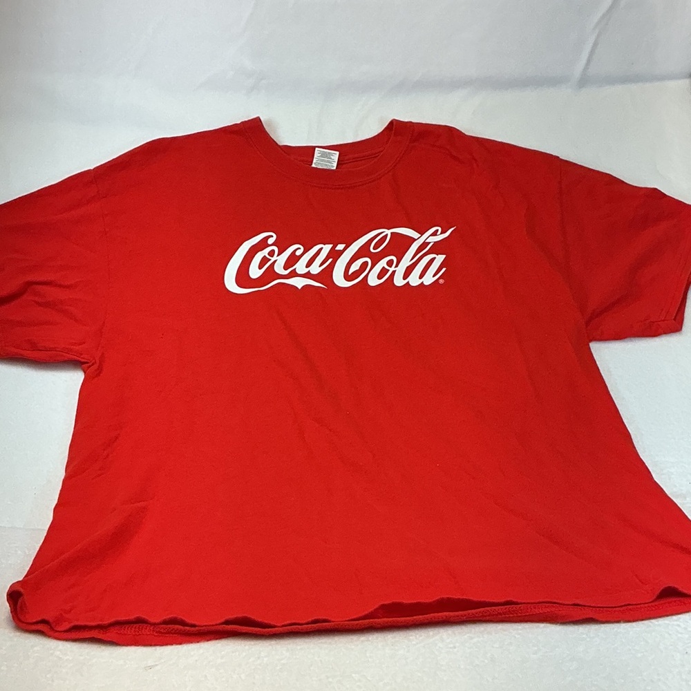 Coca Cola Red Tee with White Script Logo Sz XL. 0708